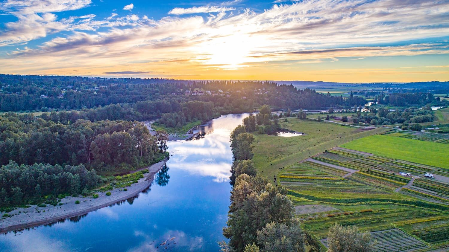 Aerial view of Marysville along the I-5 corridor, a Snohomish County service area for Diligence Security Officers.