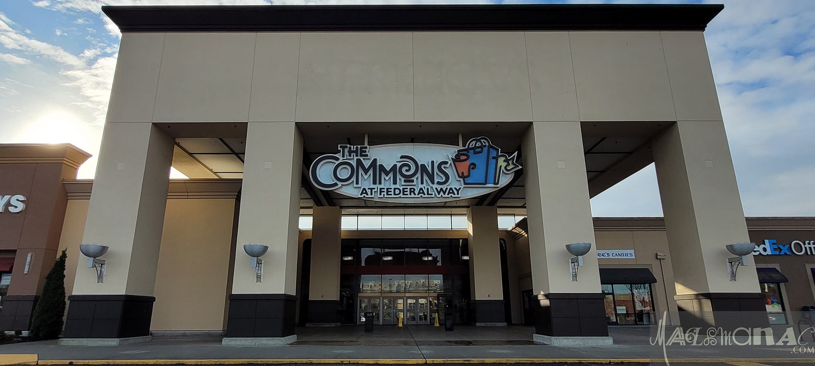 Exterior view of The Commons at Federal Way, a major retail hub served by Diligence Security On-site Security Officers and Patrol Services.